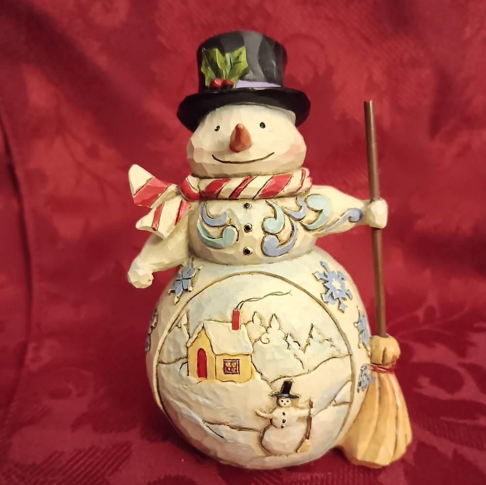 Jim Shore Festive Snowman with Red and Blue Accents